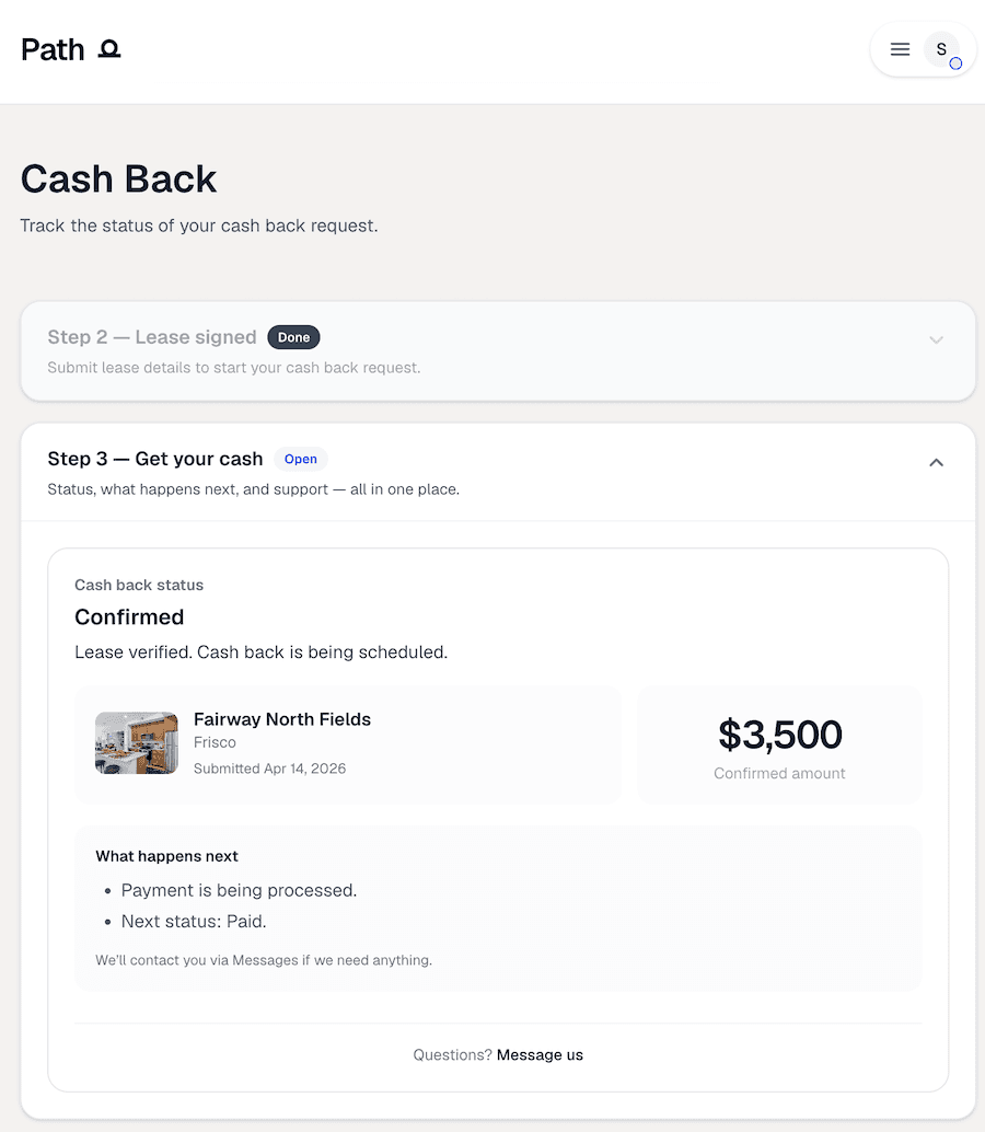 Track your cash back with Path
